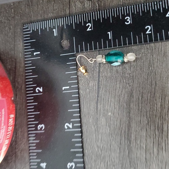 Ocean Cerulean Blue Glass Beaded Earrings Tropical Hawaiian E1004 - Picture 3 of 3